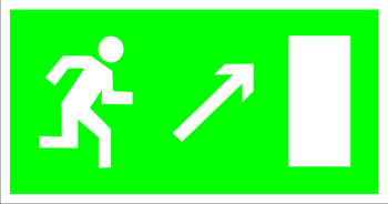 E05 направление к эвакуационному выходу направо вверх (пленка, 300х150 мм) - Знаки безопасности - Эвакуационные знаки - vektorb.ru