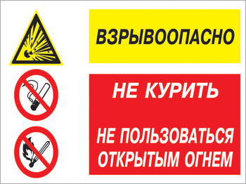 Кз 52 взрывоопасно - не курить, не пользоваться открытым огнем. (пленка, 400х300 мм) - Знаки безопасности - Комбинированные знаки безопасности - vektorb.ru