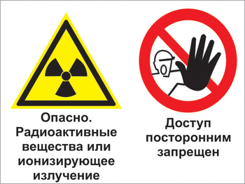 Кз 35 опасно - радиоактивные вещества или ионизирующее излучение. доступ посторонним запрещен. (пластик, 400х300 мм) - Знаки безопасности - Комбинированные знаки безопасности - vektorb.ru