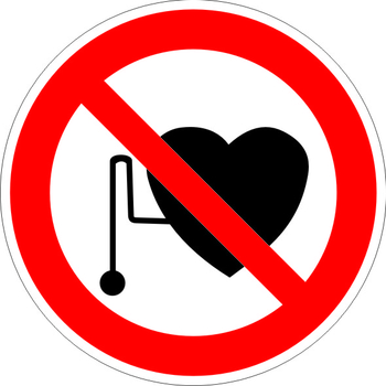 P11 запрещается работа (присутствие) людей со стимуляторами сердечной деятельности (пленка, 200х200 мм) - Знаки безопасности - Запрещающие знаки - vektorb.ru