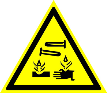 W04 опасно! едкие и коррозионные вещества (пленка, сторона 200 мм) - Знаки безопасности - Предупреждающие знаки - vektorb.ru