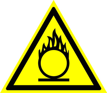 W11 пожароопасно! окислитель (пластик, сторона 200 мм) - Знаки безопасности - Предупреждающие знаки - vektorb.ru