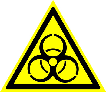 W16 осторожно! биологическая опасность (инфекционные вещества) (пленка, сторона 200 мм) - Знаки безопасности - Предупреждающие знаки - vektorb.ru